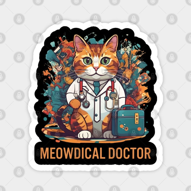 Funny Cat Meowdical Doctor Medical nursing Design Magnet by click2print