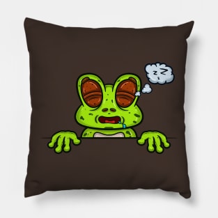 Frog Cartoon With Sleep Face Expression Pillow