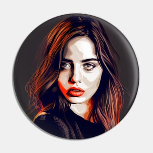 Ana de Armas Pop Art Modern Horror Vibes Red Accent Pin