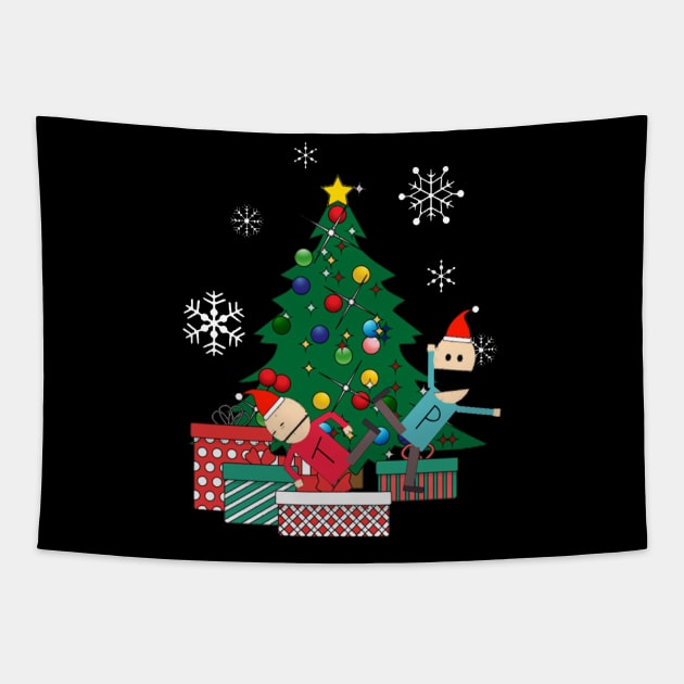 Terrance And Phillip Around The Christmas Tree Tapestry by box2boxxi