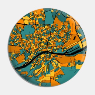 Frankfurt Map Pattern in Orange & Teal Pin