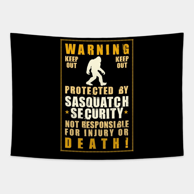 Sasquatch Security Bigfoot Tapestry by Tesszero