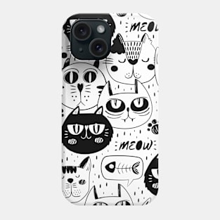 Black And White Cat Collection Pattern Phone Case