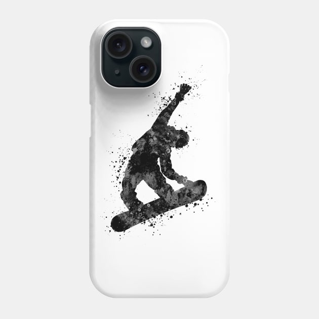 Snowboard Boy Black and White Phone Case by LotusGifts