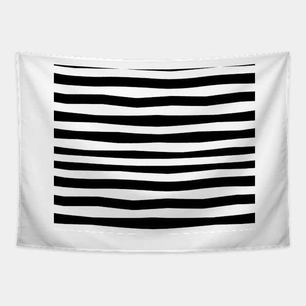 Black and White Simple Stripe Tapestry by timegraf