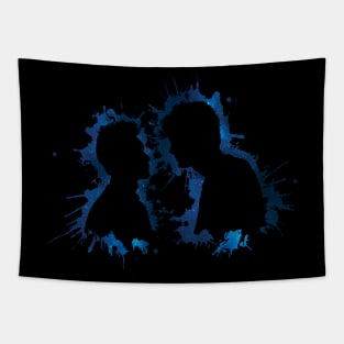 Shadowhunters / The Mortal Instruments - Malec voids and outline splashes (blue galaxy) - Alec Lightwood and Magnus Bane / Matthew Daddario and Harry Shum Jr Tapestry