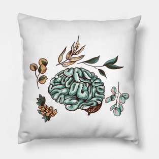 human brain flowers leaves Pillow