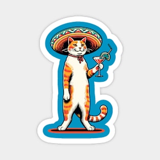 Mexican cat holding a cocktail glass Magnet