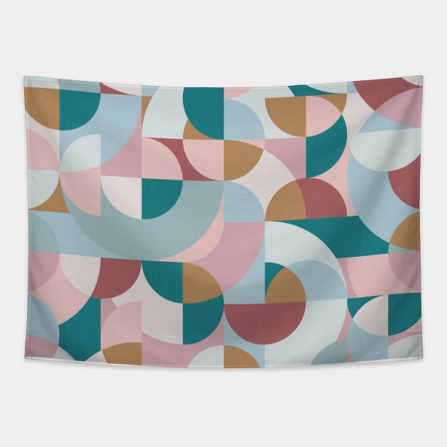 Mid Century Shapes N.05 / Winter Morning Abstraction Tapestry by matise