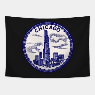 Vintage Style Chicago Decal Tapestry