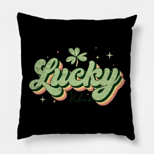 Lucky Vibes St Patrick's Day Retro Vintage Color Pillow