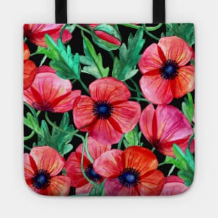 Plenty of Poppies – black Tote