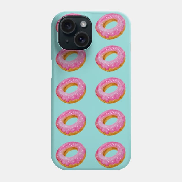 Watercolor donuts pattern - pink and blue background Phone Case by wackapacka