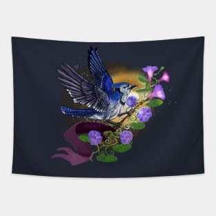 Morning Glory Bluejay Tapestry