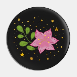 Floral arrangement pink flower with stars and golden sparkles Pin