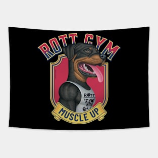 Fun Rottie Dog with tank top with red and yellow trim Tapestry