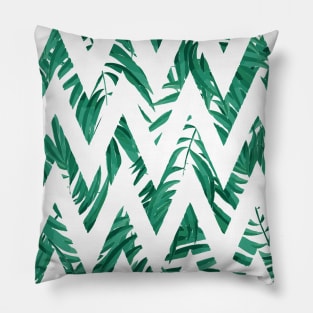 Palm Leaves Zig Zag Line (White) Pillow