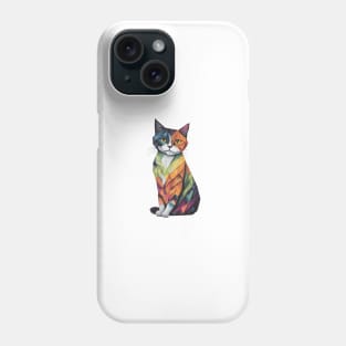 Watercolored Geometric Cat Phone Case