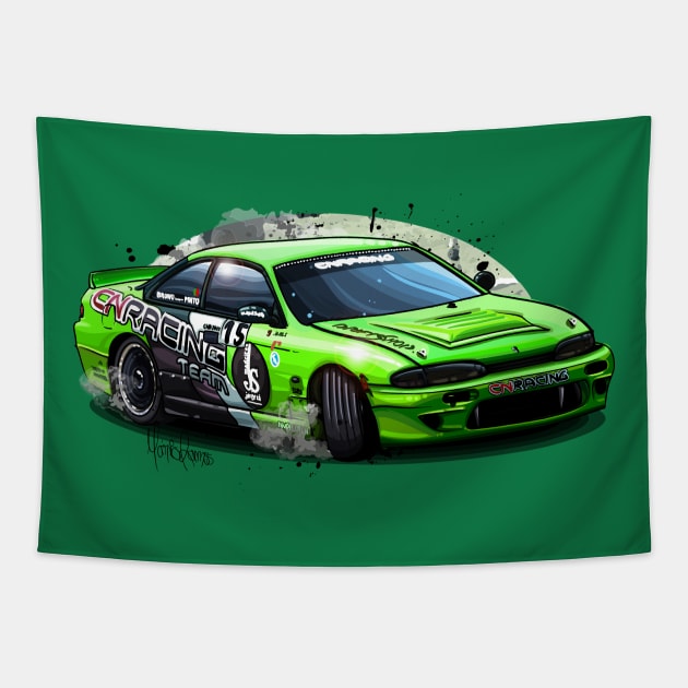 Nissan Silvia Drift Tapestry by Mario Ramos Rally Art