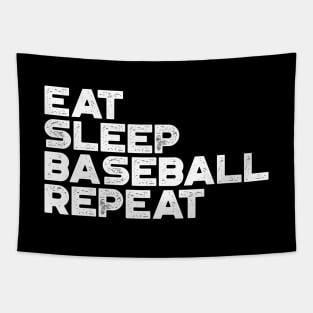 Eat Sleep Baseball Repeat Funny Vintage Retro (White) Tapestry