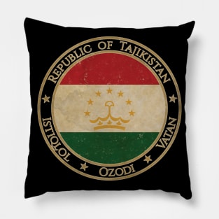 Vintage Republic of Tajikistan Asia Asian Flag Pillow