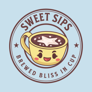 Sweet Sips - Adorable Kawaii Coffee Cup - Coffee Addicts T-Shirt