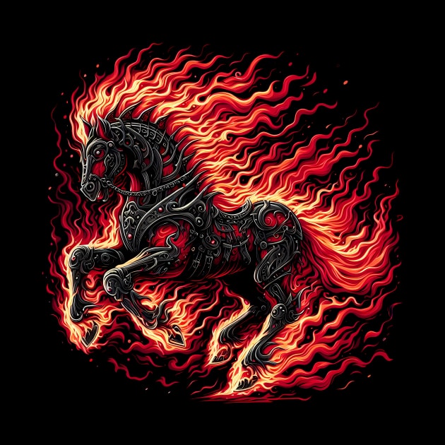 Flaming Heavy metal horse by Mechanime World