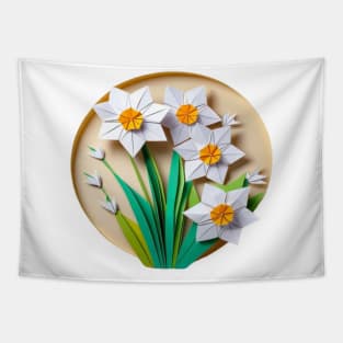 Origami Paper White Narcissus - PanfurWare LLC Tapestry