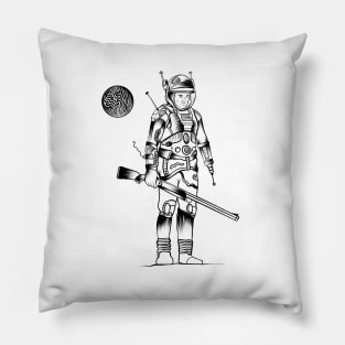 Mr. Spaceman Black And White Illustration Pillow