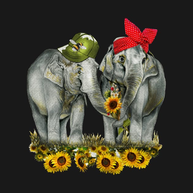 Elephant Love Sunflower Summer by Rablo