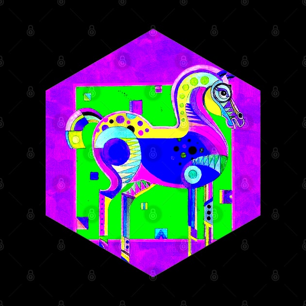 Horse Surreal Decorative Colorful Abstract Print by posterbobs