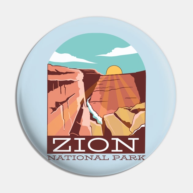 Zion National Park Canyon Vintage Travel Pin by HiFi Tees