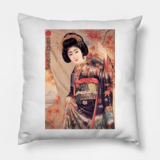 Japanese Art Woman in KIMONO Department Store Vintage Advertising Pillow