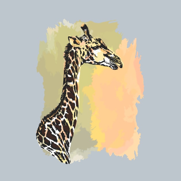 Giraffe Line & Wash Watercolor Painting for Giraffe Fans by scotch
