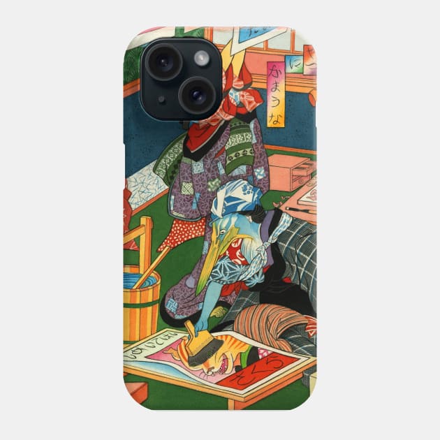 Ukiyo-e Re-Mix Series/ Revenge of the Tori (crop) Phone Case by MoiraHahnArt