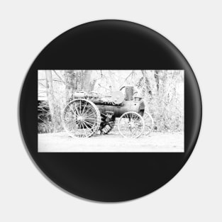 vintage Vernonia Christmas old fashioned steam tractor black and white Pin