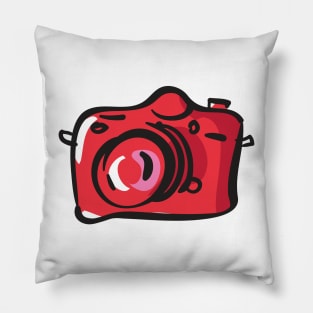 Red photo camera Pillow