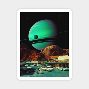 Saturn's Market - Space Collage, Retro Futurism, Sci-Fi Magnet