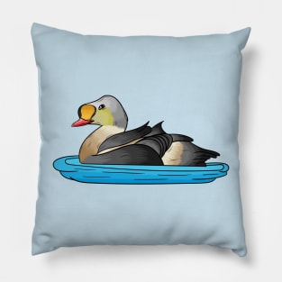 King eider bird cartoon illustration Pillow