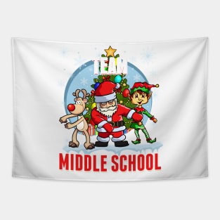 Team Middle School Santa Elf Reindeer Flossing Kid Christmas Tapestry