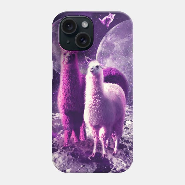 Outer Space Galaxy Cat With Llama Phone Case by Random Galaxy