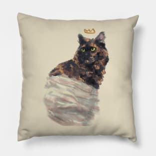 Pretty Princess Truffle Cat Gouache Digital Painting Pillow