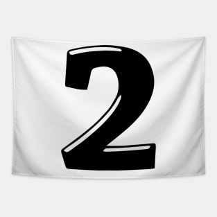 Number 2 in color black 3d font design Tapestry