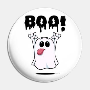 Adorable Ghost with a Playful 'BOO': Halloween Cuteness Unleashed Pin