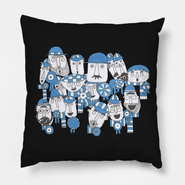 Football, soccer fans! A crazy bunch of British Football Fans, Football Crazy! Soccer Crazy! Pillow by krisevansart