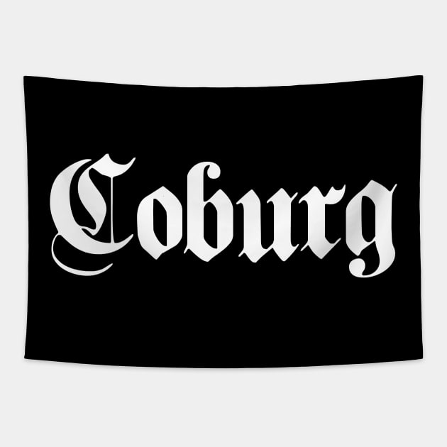 Coburg written with gothic font Tapestry by Happy Citizen