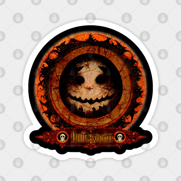 Happy Halloween Pumpkin Badge Magnet by mythikcreationz