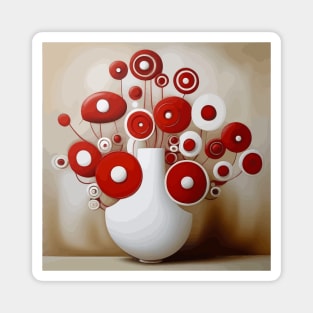 Whimsical Abstract Flowers in a White Vase Magnet