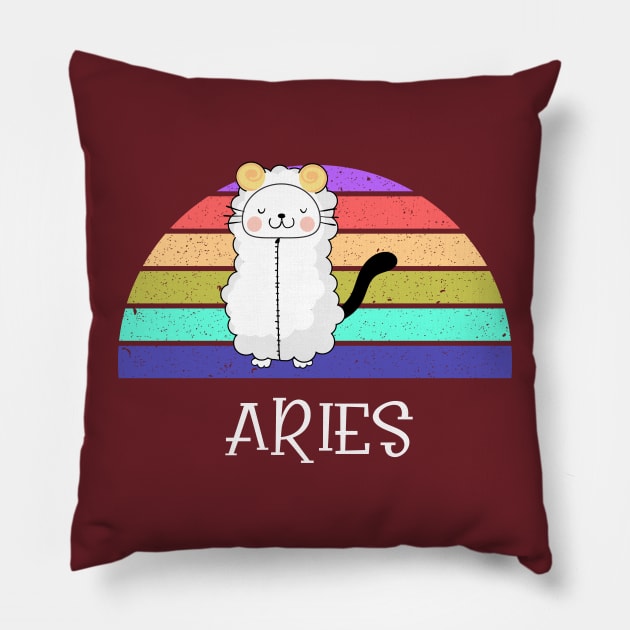 Cat Horoscope Aries Pillow by kooicat