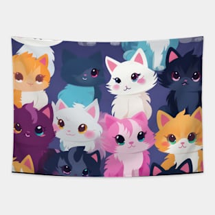 Feline Fantasy: Cute Anime Cats Galore Tapestry